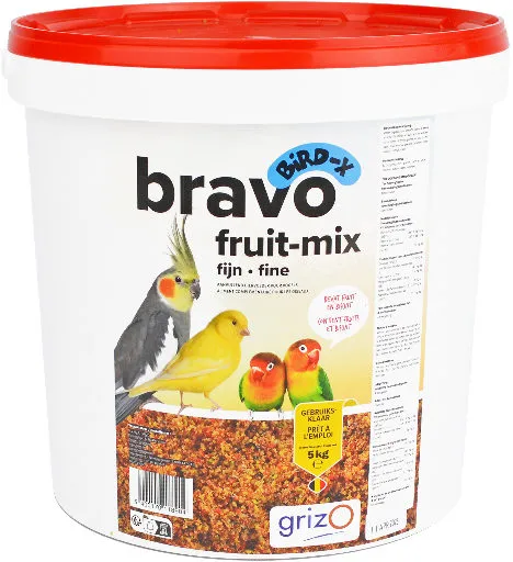 BRAVO FRUIT-MIX GROSSIER POUR PERRUCHES ET PERROQUETS seau 5 kg