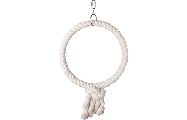[FLA-110290] PENDENTIF POUR CAGE HAKAN COTON 1 ANNEAU BLANC L DIA. 32CM